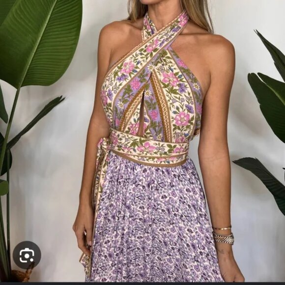 Spell Gypsy Collective Sienna Halter Maxi Dress Backless Sundress Summer Lilac - Picture 5 of 13
